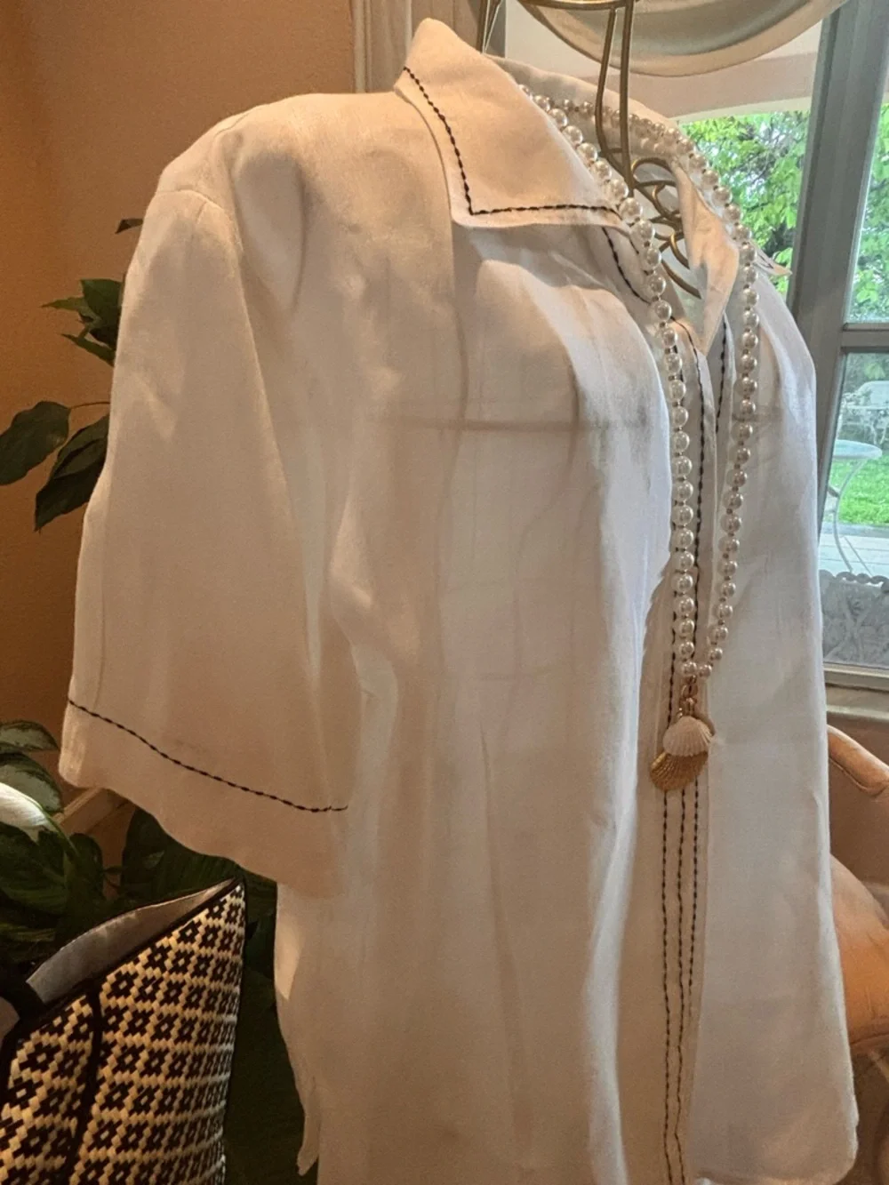 Giorgiana by Naji Linen Set XL White Resort Coastal Wide Leg Outfit - Picture 5 of 12